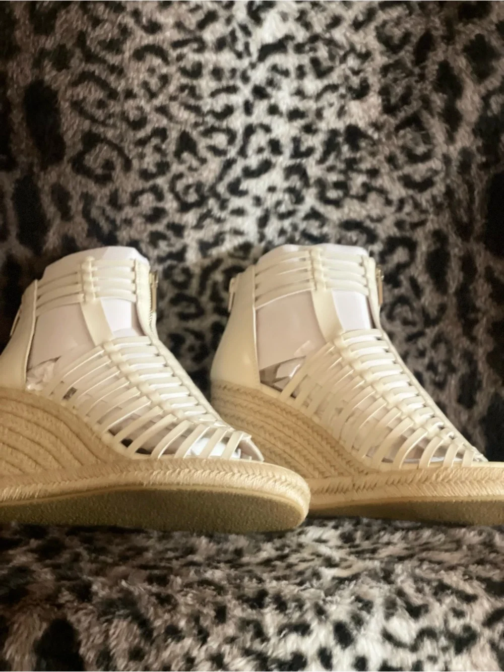 Women’s Cream Woven Espadrille Wedge Heels